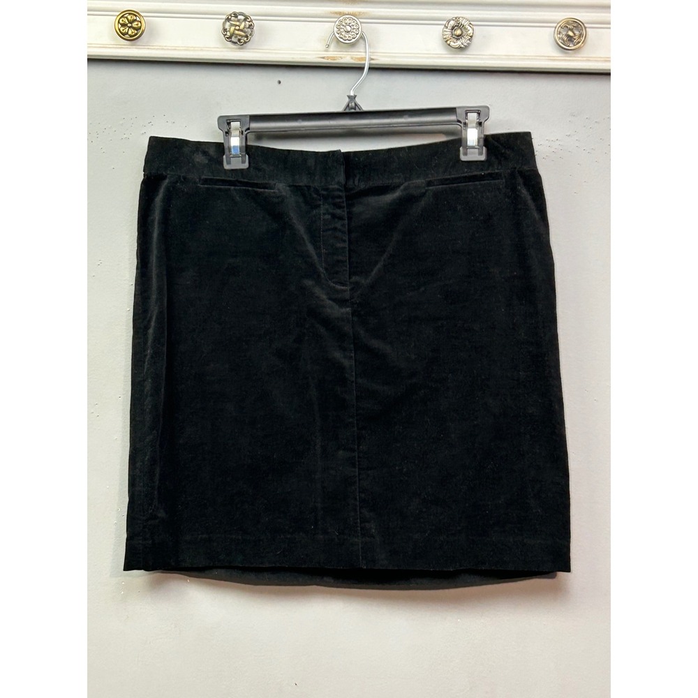 J.Jill Black Velvet Mini‎ Skirt Womens Size 12 Stretch Cotton Straight NEW